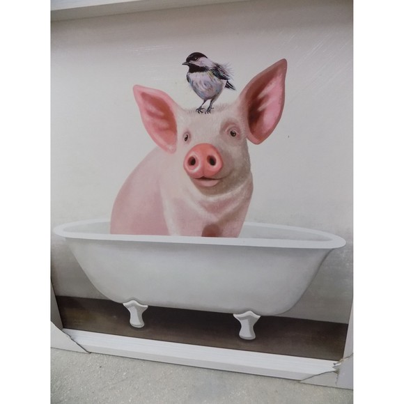 NEW Cow Pig Bird In Bath Tub By E. Robinette Tyndall Painting Print Country Farm - Picture 3 of 7